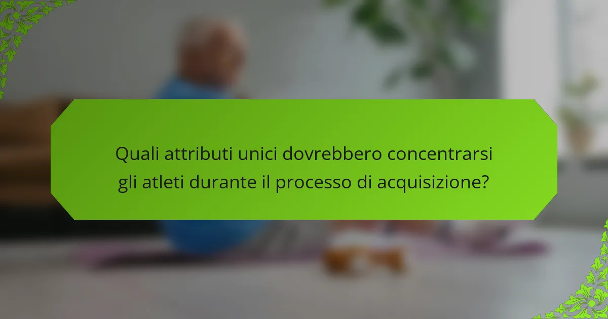 Quali attributi unici dovrebbero concentrarsi gli atleti durante il processo di acquisizione?