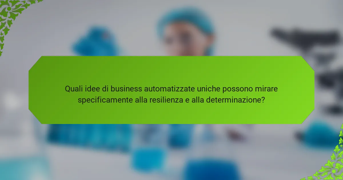 Quali idee di business automatizzate uniche possono mirare specificamente alla resilienza e alla determinazione?