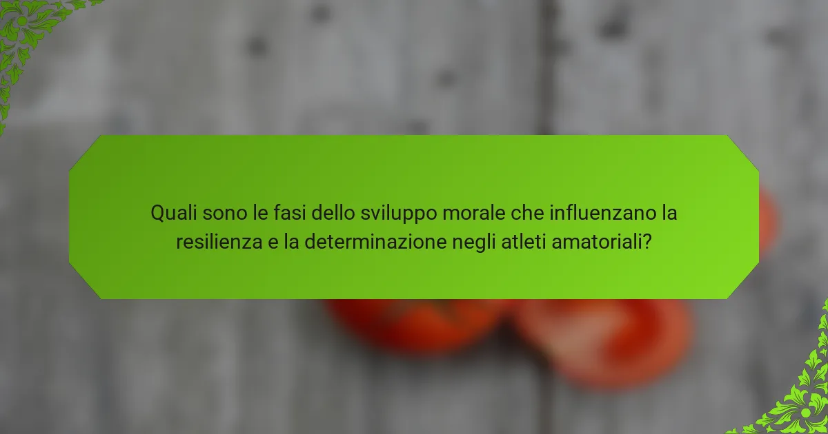Quali sono le fasi dello sviluppo morale che influenzano la resilienza e la determinazione negli atleti amatoriali?
