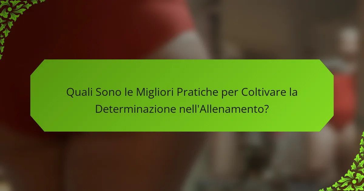 Quali Sono le Migliori Pratiche per Coltivare la Determinazione nell'Allenamento?
